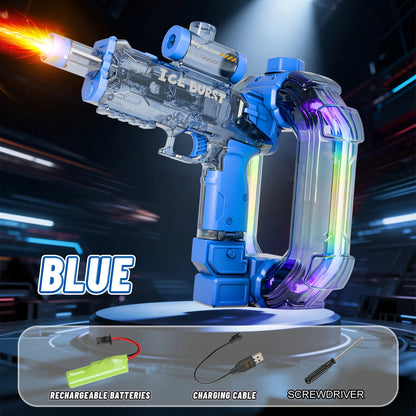 Ring-shaped Electric Water Gun Kids Cool Toy Automatic Water Squirt Gun with Colorful Lights and Sound Summer Outdoor Toy Gift