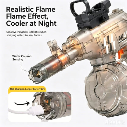 Water Gun for Water Wars, Electric Water Gun with Continuous Flashing Lights, Large Capacity, Strong Shooting Range