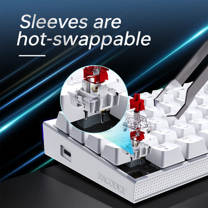 Ajazz NK68 Mechanical Gaming Keyboard full keys Hot-swappable LED strip 68 keycaps wired connection red switches