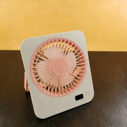 1pc rechargeable USB mini desktop fan, power display, 5-speed ultra quiet personal cooling fan, foldable handle portable fan, suitable for office, home, bedroom, travel, camping