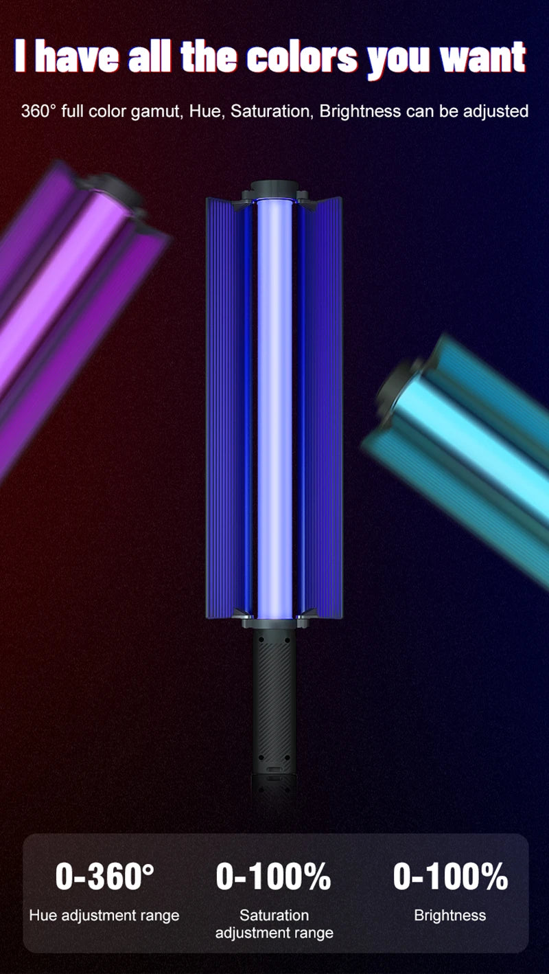 Upgrade RGB Video Light Stick w Barndoor Wand Party Colorful LED Lamp Fill Light Handheld Flash Speedlight Photography Lighting