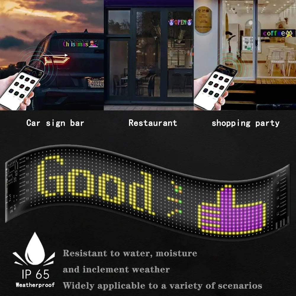 Smart LED Matrix Panel Scrolling Bright Advertising USB 5V Bluetooth App Remote Controlled Sign Light Programmable LED Car Sign