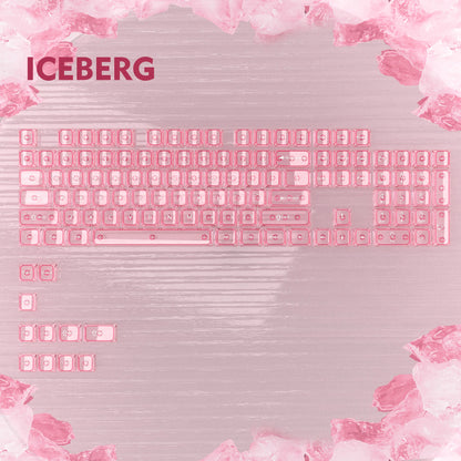 115 Keys Purple Transparent Clear Keycaps Crystal Ceramic PC Keycap RGB Shine Through Key cap MDA Profile for MX Switch Keyboard