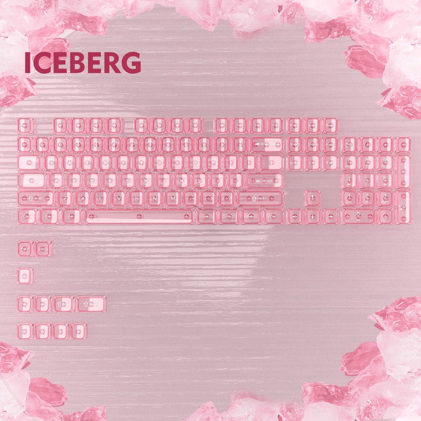 115 Keys Purple Transparent Clear Keycaps Crystal Ceramic PC Keycap RGB Shine Through Key cap MDA Profile for MX Switch Keyboard