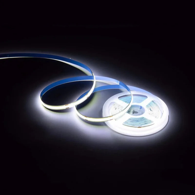 8mm PCB COB LED Strip Light With DC Head 12V 320LEDs/m High Brightness Flexible Tape Warm Natural White Red Green Blue 0.5m 5m
