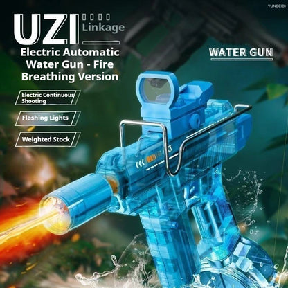 UZI/MK3 Electric Water Gun with Lights Cool Electric Continuous Firing and Reloading Summer Water Play Kid’s Adult Toy Water Gun