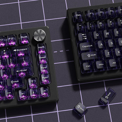 115 Keys Purple Transparent Clear Keycaps Crystal Ceramic PC Keycap RGB Shine Through Key cap MDA Profile for MX Switch Keyboard
