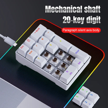 YF20 Mini Keyboard Mechanical Numeric Keyboard Wired Laptop External Keypad Mini Office Portable Keypad Chilrdren Gift Man Gifts