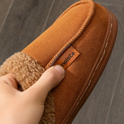 House Suede Slippers for Men TPR Sole Non Slip Durable Soft Warm Memory Foam Cushion Comfortable Living Room Shoes