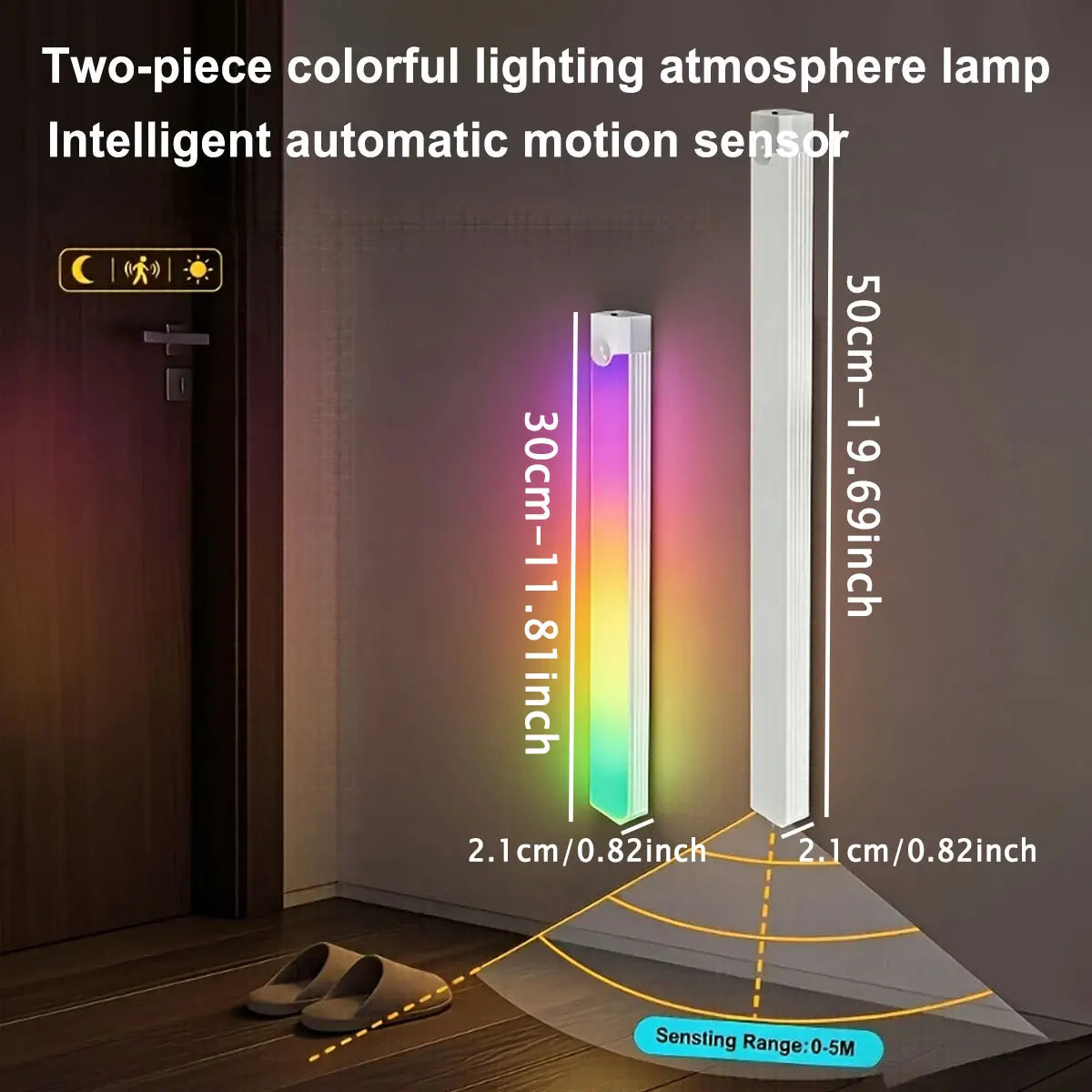 RGB Ambient Sensor Light - Adjustable Rainbow Gradient Running Light Suitable for Various Scenes Such As Living Room Bedroom