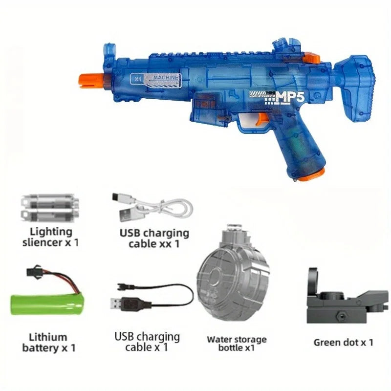 Water Gun for Water Wars, Electric Water Gun with Continuous Flashing Lights, Large Capacity, Strong Shooting Range