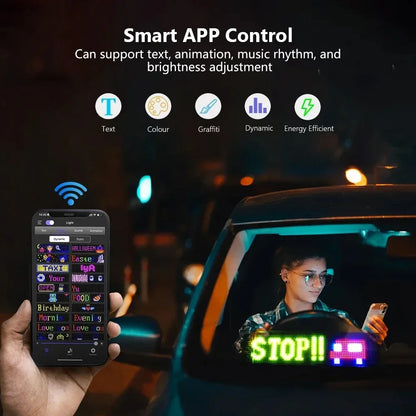 Smart LED Matrix Panel Scrolling Bright Advertising USB 5V Bluetooth App Remote Controlled Sign Light Programmable LED Car Sign