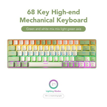 Compact Wired Gaming Mechanical Keyboard 68-Key Hot-Swappable 65% Layout LED Backlight OEM Keycaps  Support for PC