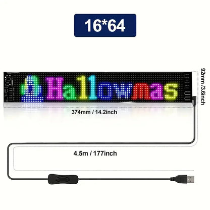 Smart LED Matrix Panel Scrolling Bright Advertising USB 5V Bluetooth App Remote Controlled Sign Light Programmable LED Car Sign