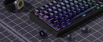 115 Keys Purple Transparent Clear Keycaps Crystal Ceramic PC Keycap RGB Shine Through Key cap MDA Profile for MX Switch Keyboard