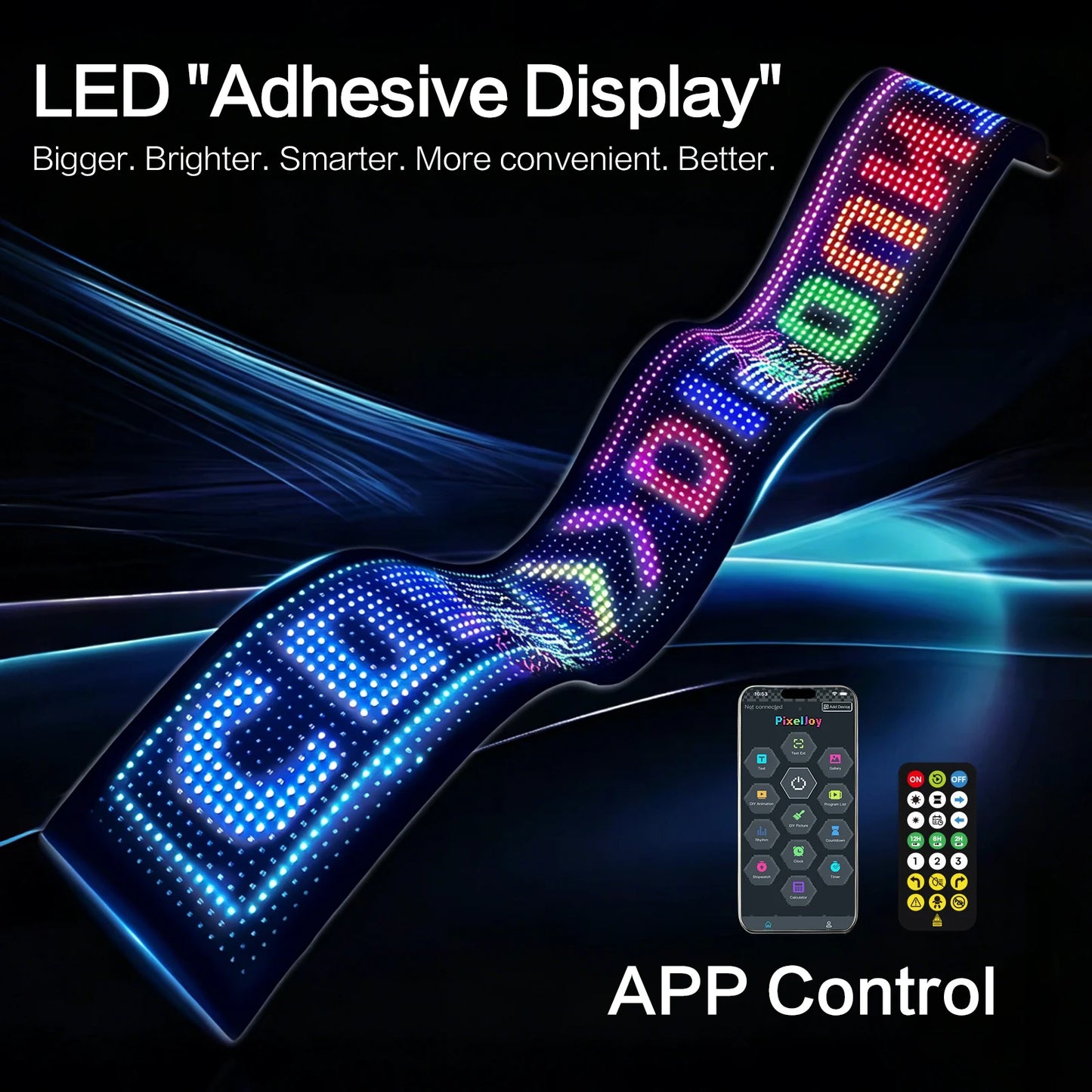 16*32RGB Pixel Soft Screen, USB 5V Programmable Scrolling Text/Animation, APP + Remote Control for Custom Text/Pattern/Animation Scrolling LED Display for DIY Decoration