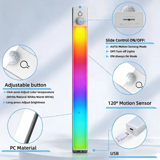 RGB Ambient Sensor Light - Adjustable Rainbow Gradient Running Light Suitable for Various Scenes Such As Living Room Bedroom
