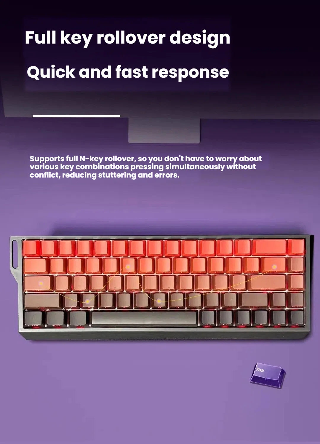 Wired Mechanical Keyboard 68 Keys RGB Backlit Mini Compact Gaming Keyboard Hall Effect Magnetic Switch For Laptop PC FPS