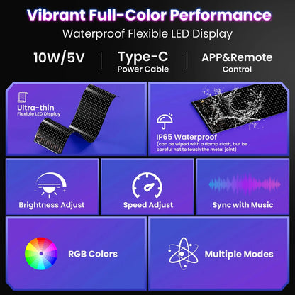 16*32RGB Pixel Soft Screen, USB 5V Programmable Scrolling Text/Animation, APP + Remote Control for Custom Text/Pattern/Animation Scrolling LED Display for DIY Decoration