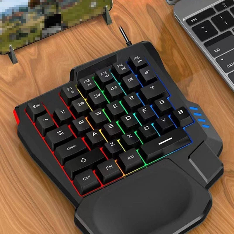 RGB Gaming Keyboard Single Hand Mini USB Ultra-slim Wired 35-Keys OneHandedly Backlight Keyboard For Computer PC Laptop