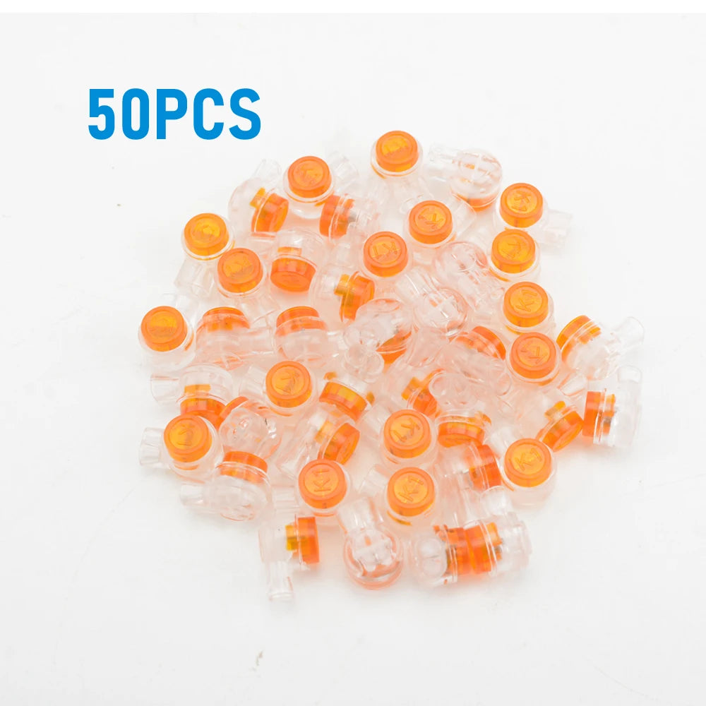 50/100/200PCS Waterproof Gel-Filled Orange Clear Button Telephone Wire Connectors UY Butt Splice Connector K1 Network Cable Term