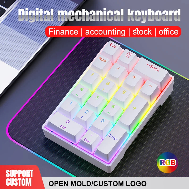 YF20 Mini Keyboard Mechanical Numeric Keyboard Wired Laptop External Keypad Mini Office Portable Keypad Chilrdren Gift Man Gifts