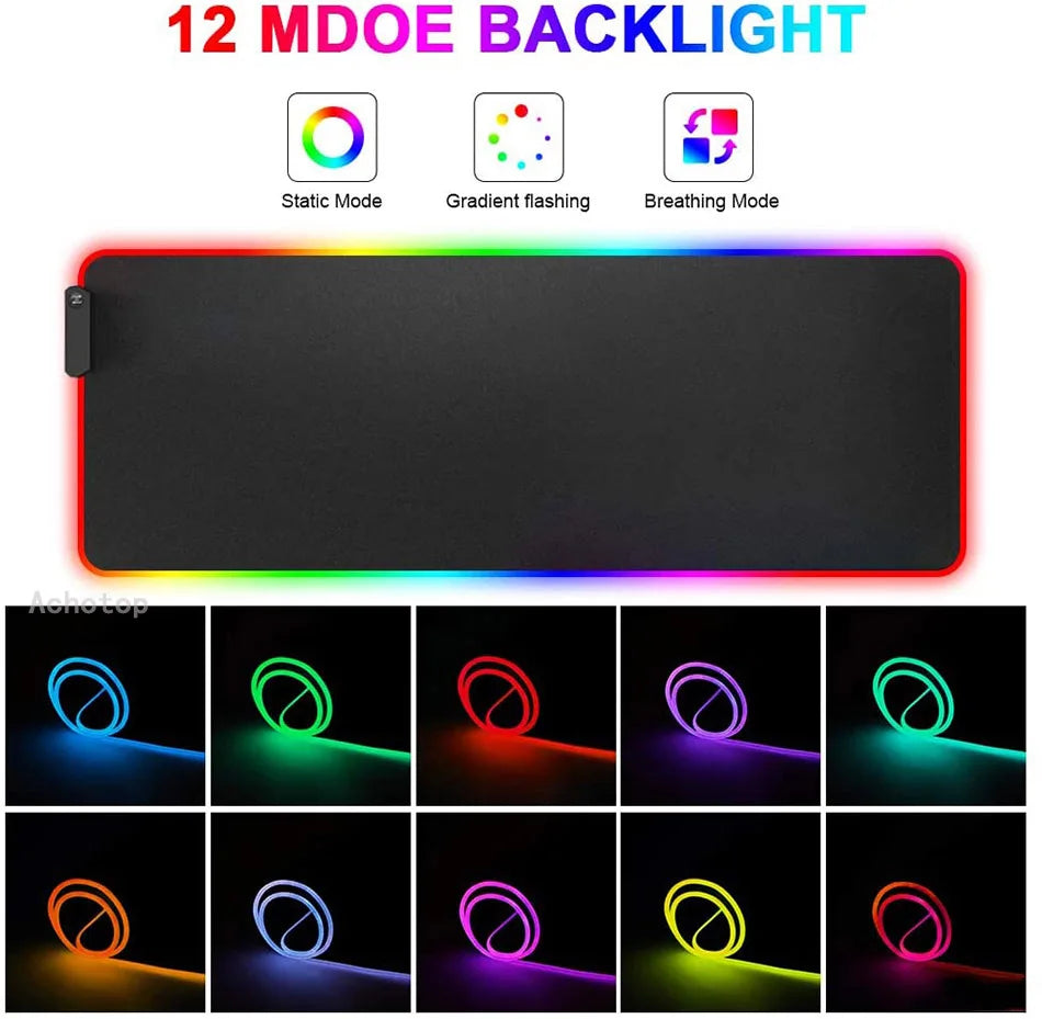 RGB LED Gaming Mouse Pad | 10+ Color Modes | Desk Setup Accessory