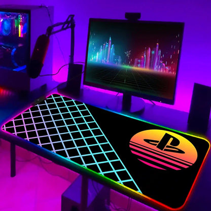 LED Gaming Mouse Pad With Backlight Deskmat PSFour Mousepad RGB Gamer Desk Decorations Computer Mouse Pad Pc Gamer Full Mat