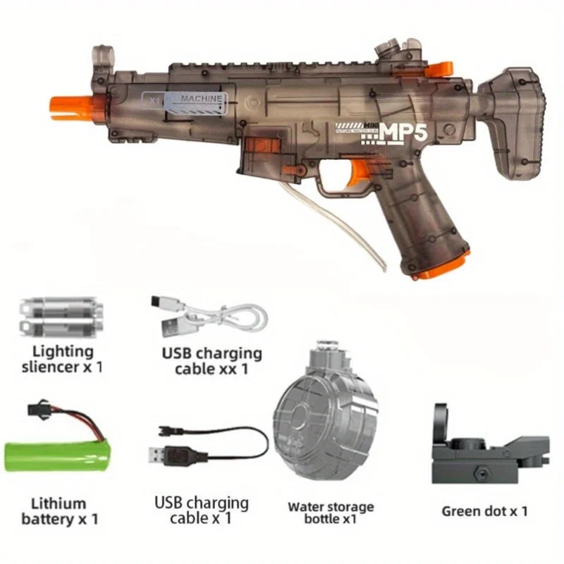 Water Gun for Water Wars, Electric Water Gun with Continuous Flashing Lights, Large Capacity, Strong Shooting Range
