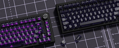 115 Keys Purple Transparent Clear Keycaps Crystal Ceramic PC Keycap RGB Shine Through Key cap MDA Profile for MX Switch Keyboard