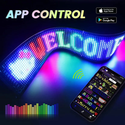 Smart LED Matrix Panel Scrolling Bright Advertising USB 5V Bluetooth App Remote Controlled Sign Light Programmable LED Car Sign