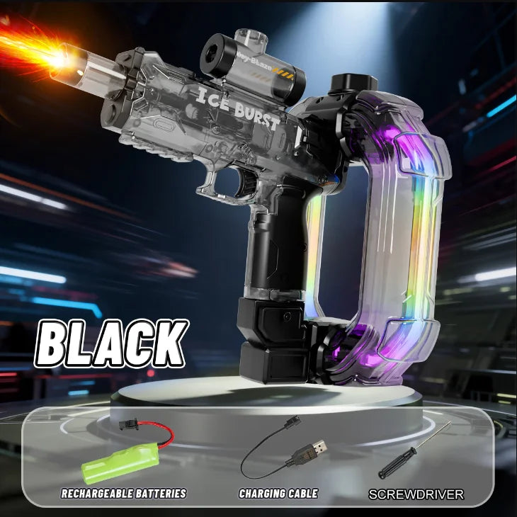 Ring-shaped Electric Water Gun Kids Cool Toy Automatic Water Squirt Gun with Colorful Lights and Sound Summer Outdoor Toy Gift