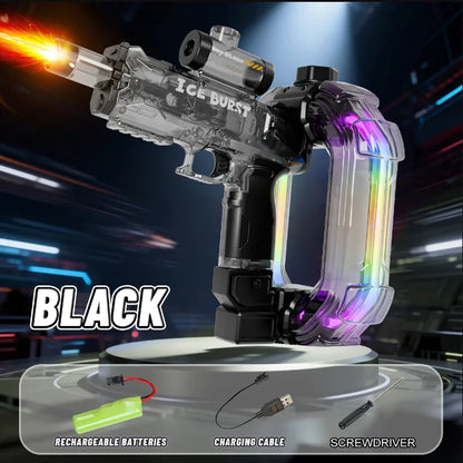 Ring-shaped Electric Water Gun Kids Cool Toy Automatic Water Squirt Gun with Colorful Lights and Sound Summer Outdoor Toy Gift