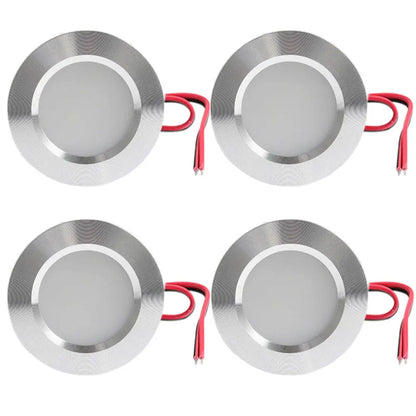 4-Piece Ultra Thin 3W LED Downlight Embedded Cabinet Light Bulb 3W 12V DC Silver White Shell 55mm Hole Closet Yacht Light Lamp