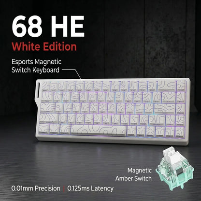 Wired Mechanical Keyboard 68 Keys RGB Backlit Mini Compact Gaming Keyboard Hall Effect Magnetic Switch For Laptop PC FPS