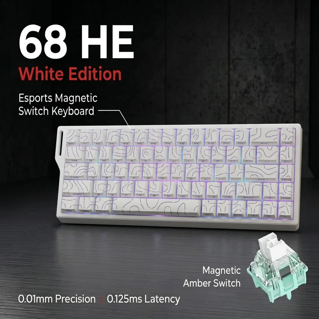 Wired Mechanical Keyboard 68 Keys RGB Backlit Mini Compact Gaming Keyboard Hall Effect Magnetic Switch For Laptop PC FPS
