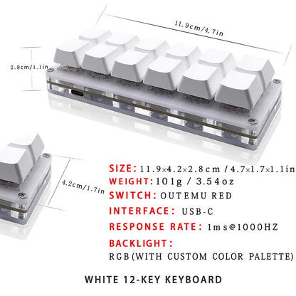12-Key RGB Mechanical Gaming Keypad, One-Handed, USB-C