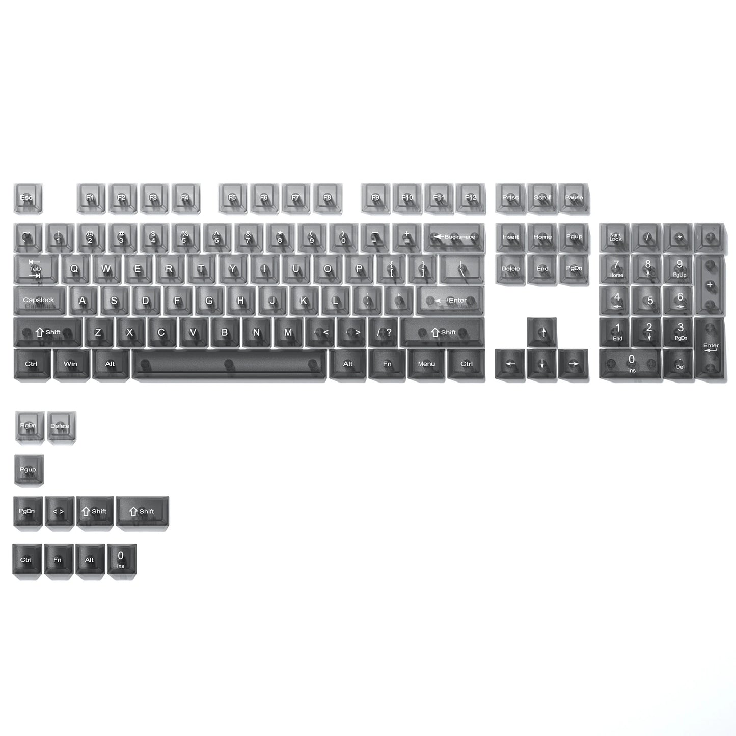115 Keys Purple Transparent Clear Keycaps Crystal Ceramic PC Keycap RGB Shine Through Key cap MDA Profile for MX Switch Keyboard