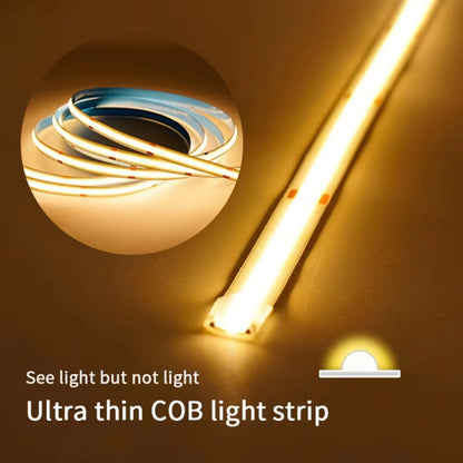 8mm PCB COB LED Strip Light With DC Head 12V 320LEDs/m High Brightness Flexible Tape Warm Natural White Red Green Blue 0.5m 5m