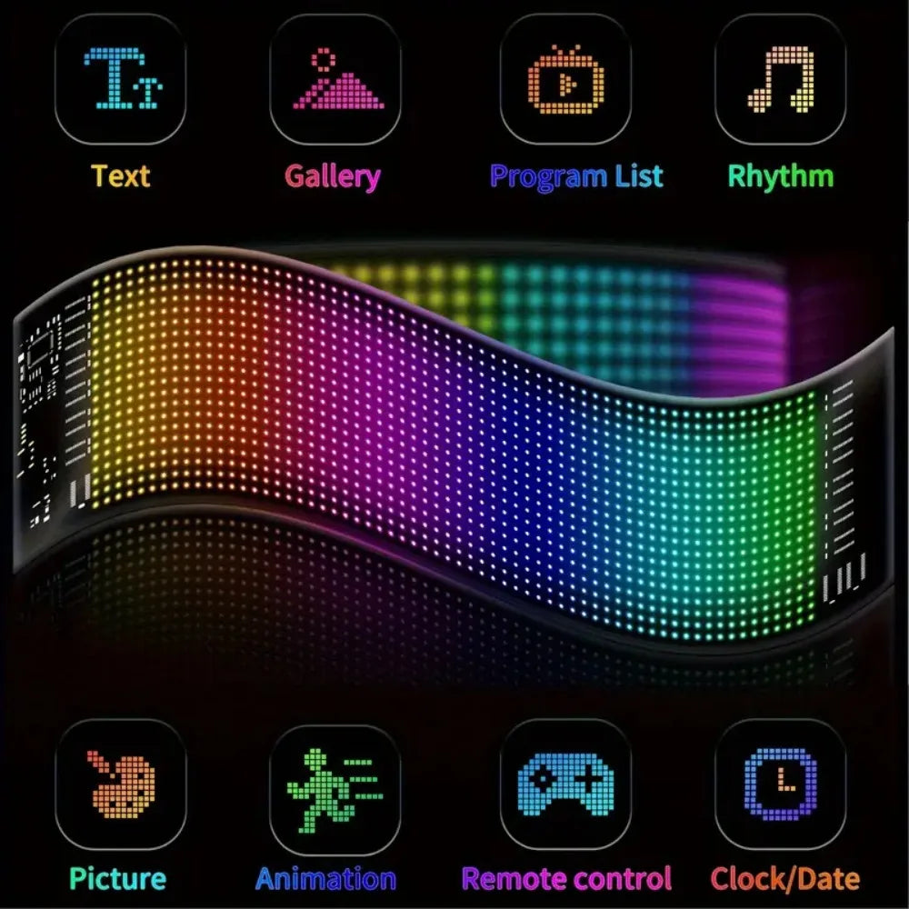 Smart LED Matrix Panel Scrolling Bright Advertising USB 5V Bluetooth App Remote Controlled Sign Light Programmable LED Car Sign
