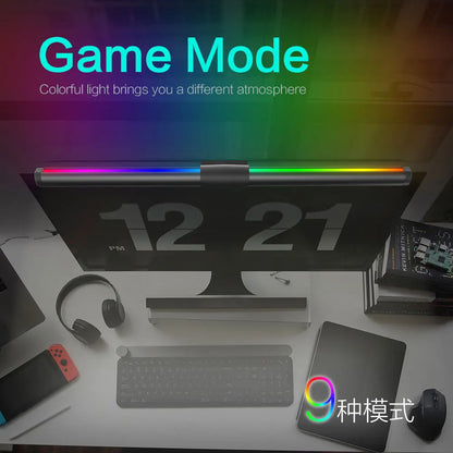 RGB Stepless Dimming LED Monitor Light Bar Eye Protection for Computers Laptops Work Study Game Screen Hanging