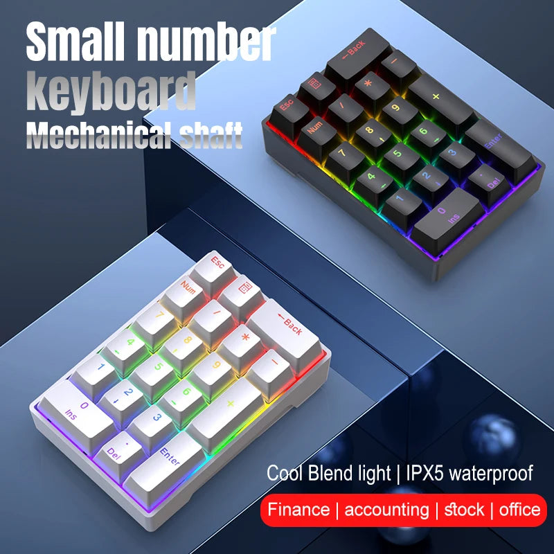YF20 Mini Keyboard Mechanical Numeric Keyboard Wired Laptop External Keypad Mini Office Portable Keypad Chilrdren Gift Man Gifts