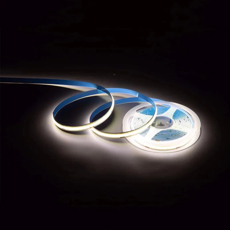 8mm PCB COB LED Strip Light With DC Head 12V 320LEDs/m High Brightness Flexible Tape Warm Natural White Red Green Blue 0.5m 5m