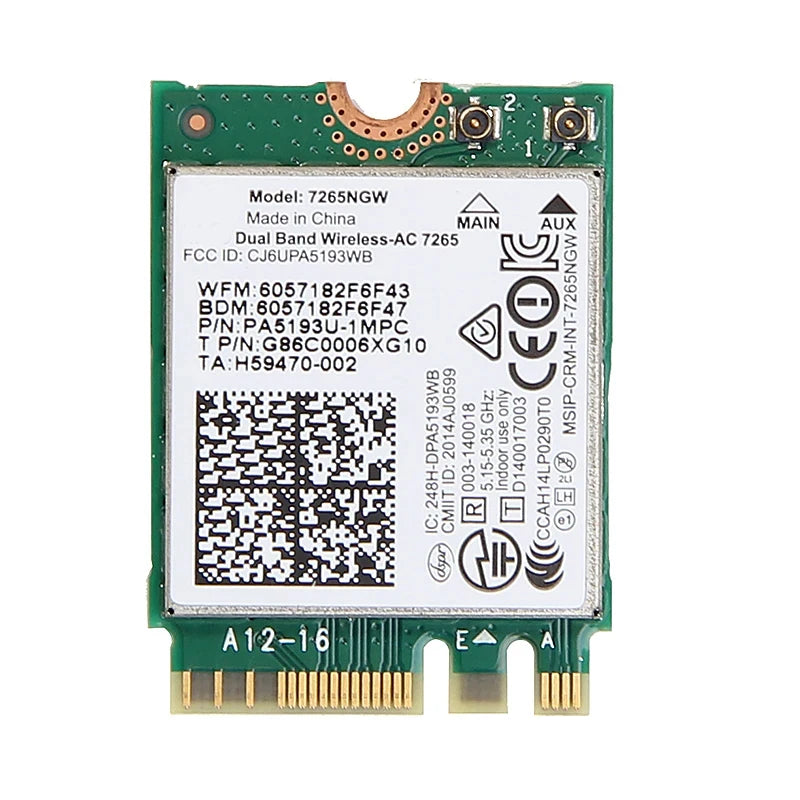 7265AC  7265NGW WiFi Card Dual Band 2.4G/5GHz 300Mbps + 867Mbps NGFF M.2 802.11AC