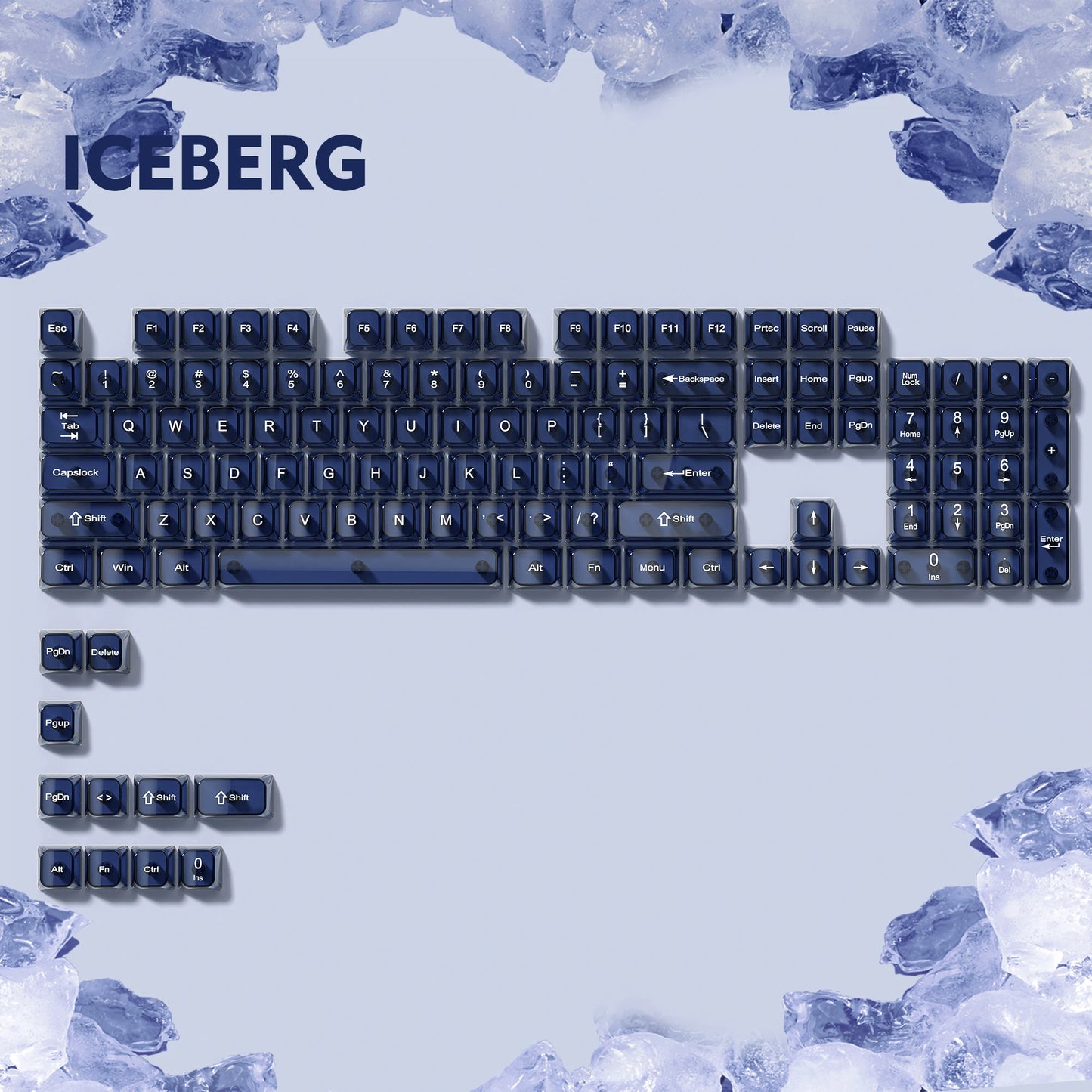 115 Keys Purple Transparent Clear Keycaps Crystal Ceramic PC Keycap RGB Shine Through Key cap MDA Profile for MX Switch Keyboard