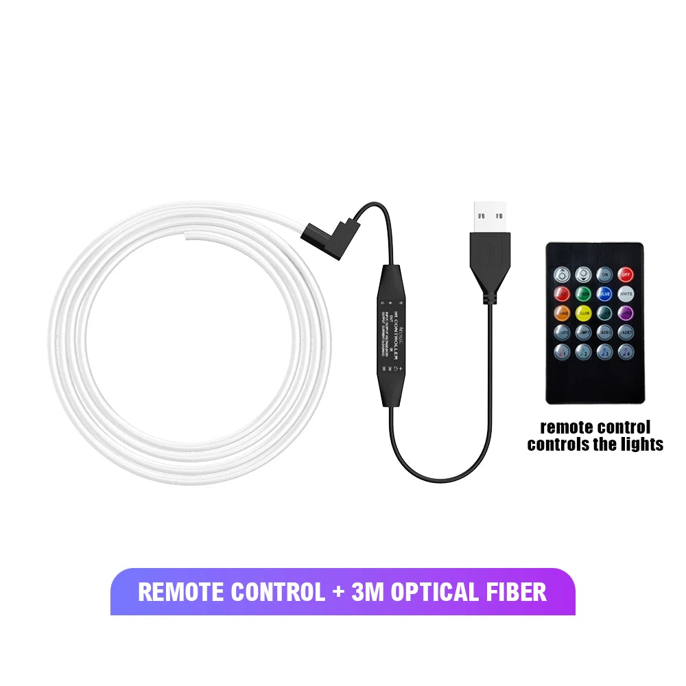 RGB Automobile interior ambient lighting 1M2M3M4M5M Remote control neon lights Voice control USB Fiber Optic Atmosphere Lamp