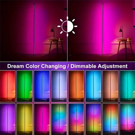RGB Corner Floor Lamp with Music Sync, Remote & App