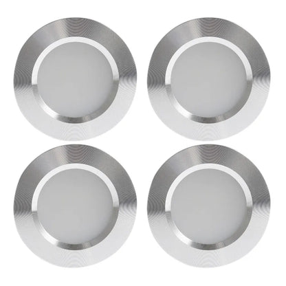4-Piece Ultra Thin 3W LED Downlight Embedded Cabinet Light Bulb 3W 12V DC Silver White Shell 55mm Hole Closet Yacht Light Lamp