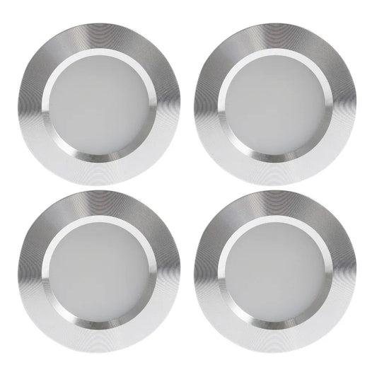 4-Piece Ultra Thin 3W LED Downlight Embedded Cabinet Light Bulb 3W 12V DC Silver White Shell 55mm Hole Closet Yacht Light Lamp