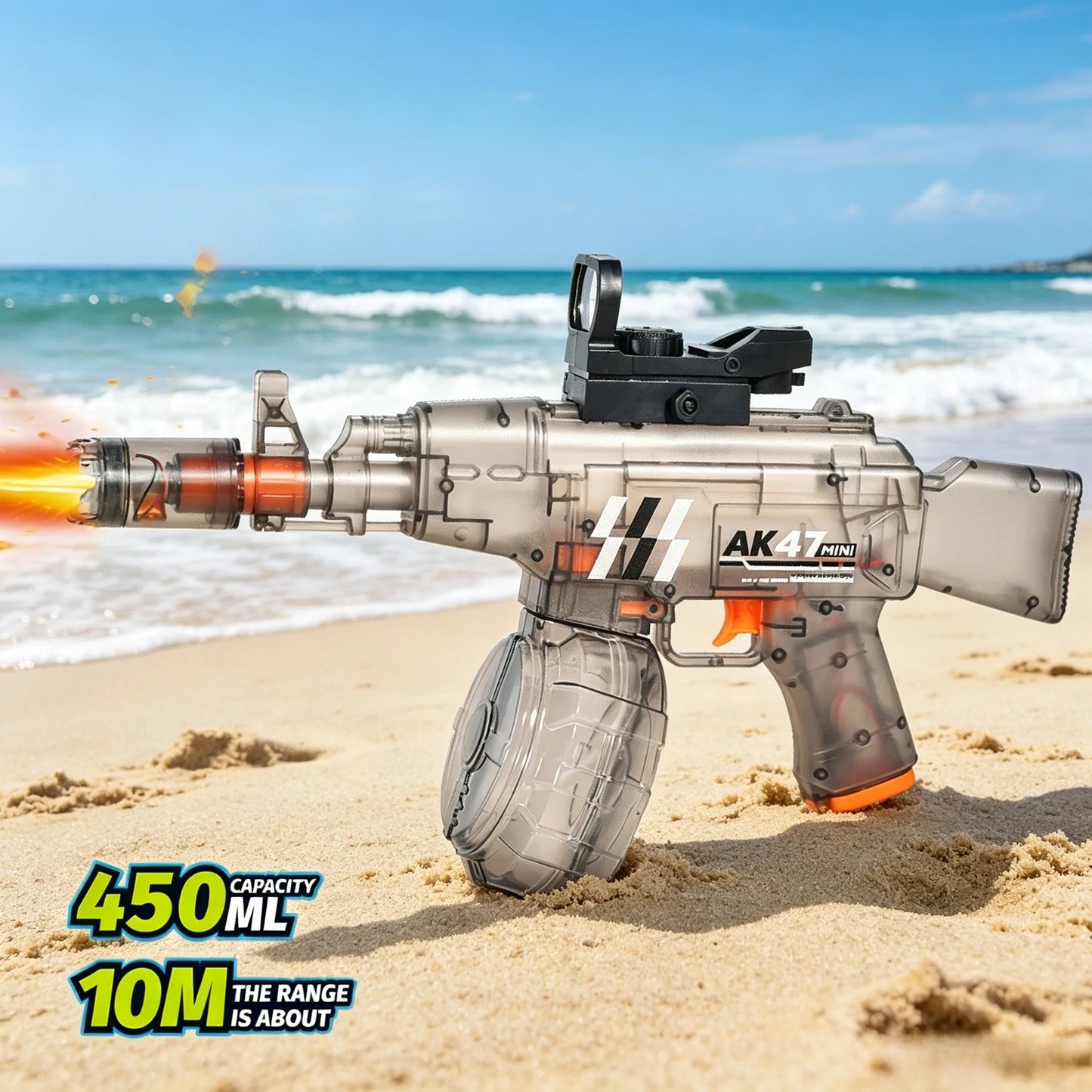 Water Gun for Water Wars, Electric Water Gun with Continuous Flashing Lights, Large Capacity, Strong Shooting Range